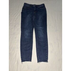 Judy Blue JB88527 Womens 9 29 Skinny Stretch Raw Hem Dark Wash Denim Jeans
